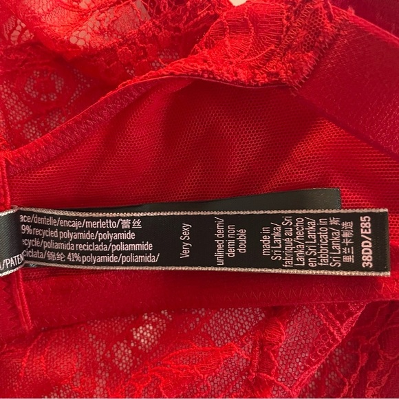 New! Victorias Secret the fabulous lace unlined Demi red bra 20096 - Picture 10 of 11